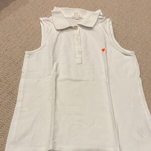 Crewcuts White Sleeveless Polo with Orange Heart Accent